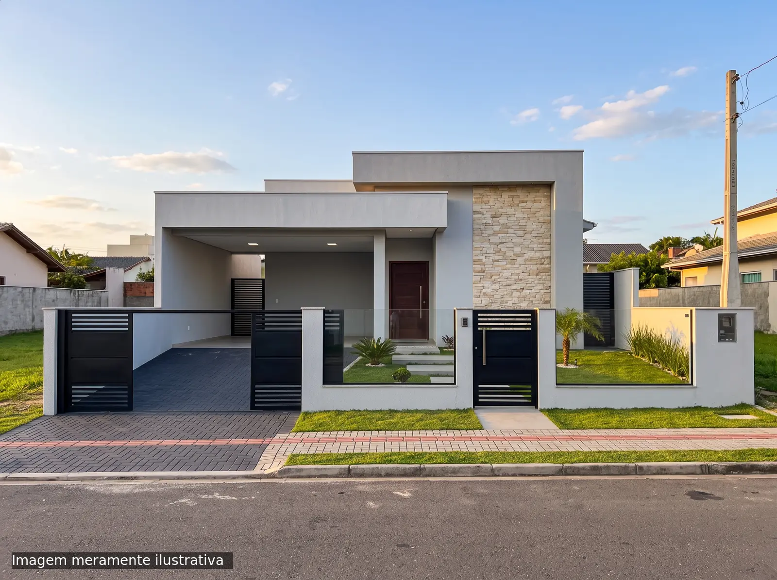 Casa + Lote 3 dormitórios (suíte) moderna com pedra canjiquinha